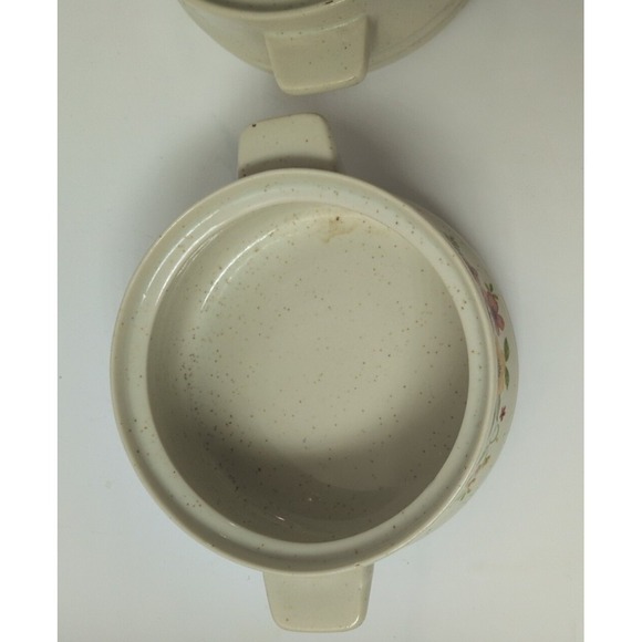 Sweet Flowers Bake Serve n Store Stoneware Bowls Set of 2 Floral Japan 1980 Good - Picture 3 of 6